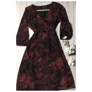 Eddie Bauer floral print burgundy dress size 10